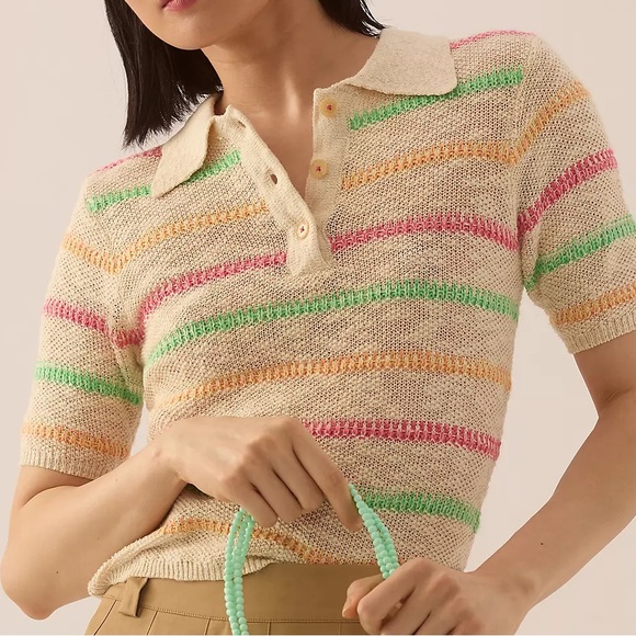 Scotch & Soda Tops - Scotch & Soda NWT Striped Knitted Sweater Tee Collared Short Sleeve Pullover